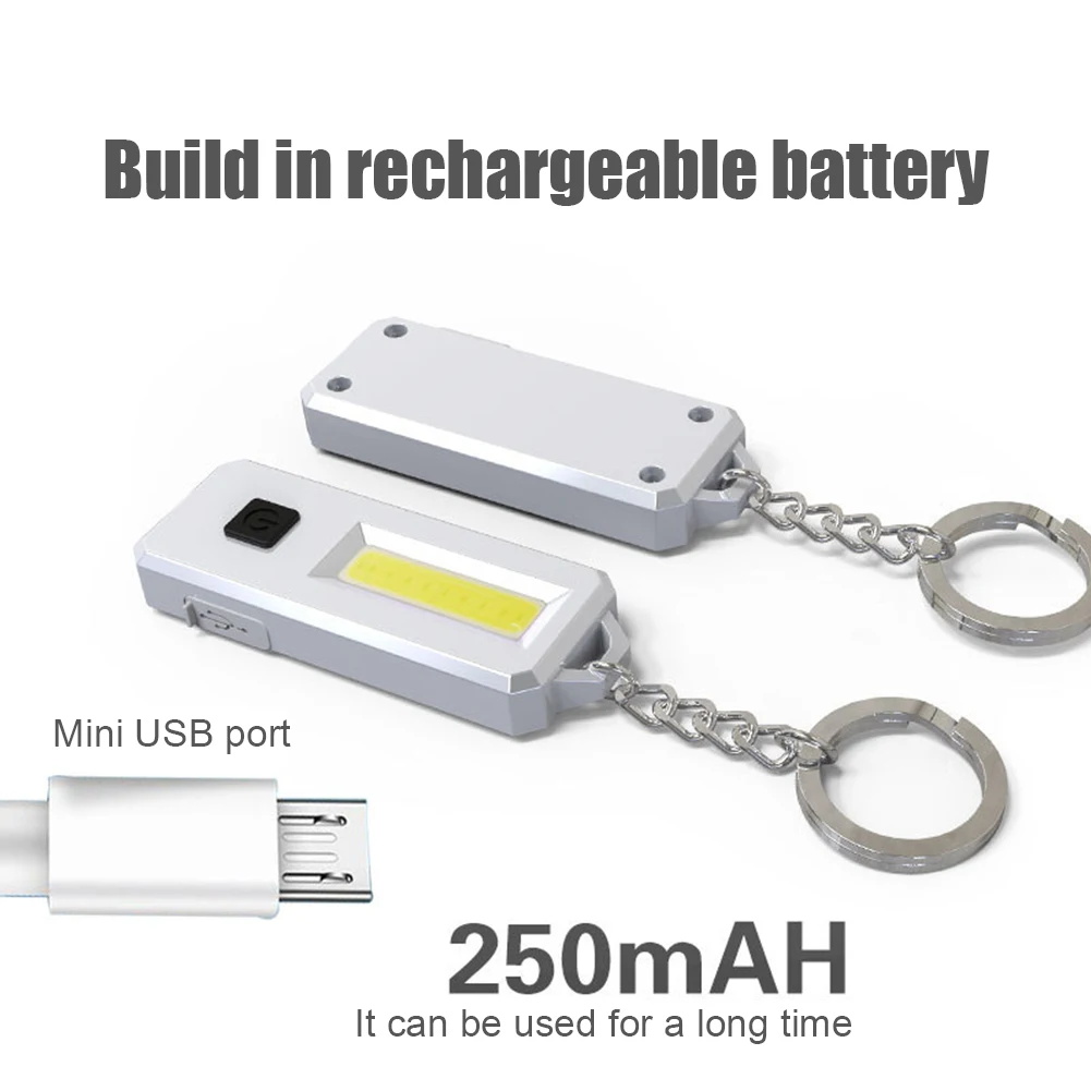 

Mini Flashlight COB LED Work Lights Pocket Keychain Light Camping Lamp USB Rechargeable Torch with Magnet Hook Waterproof Lamps