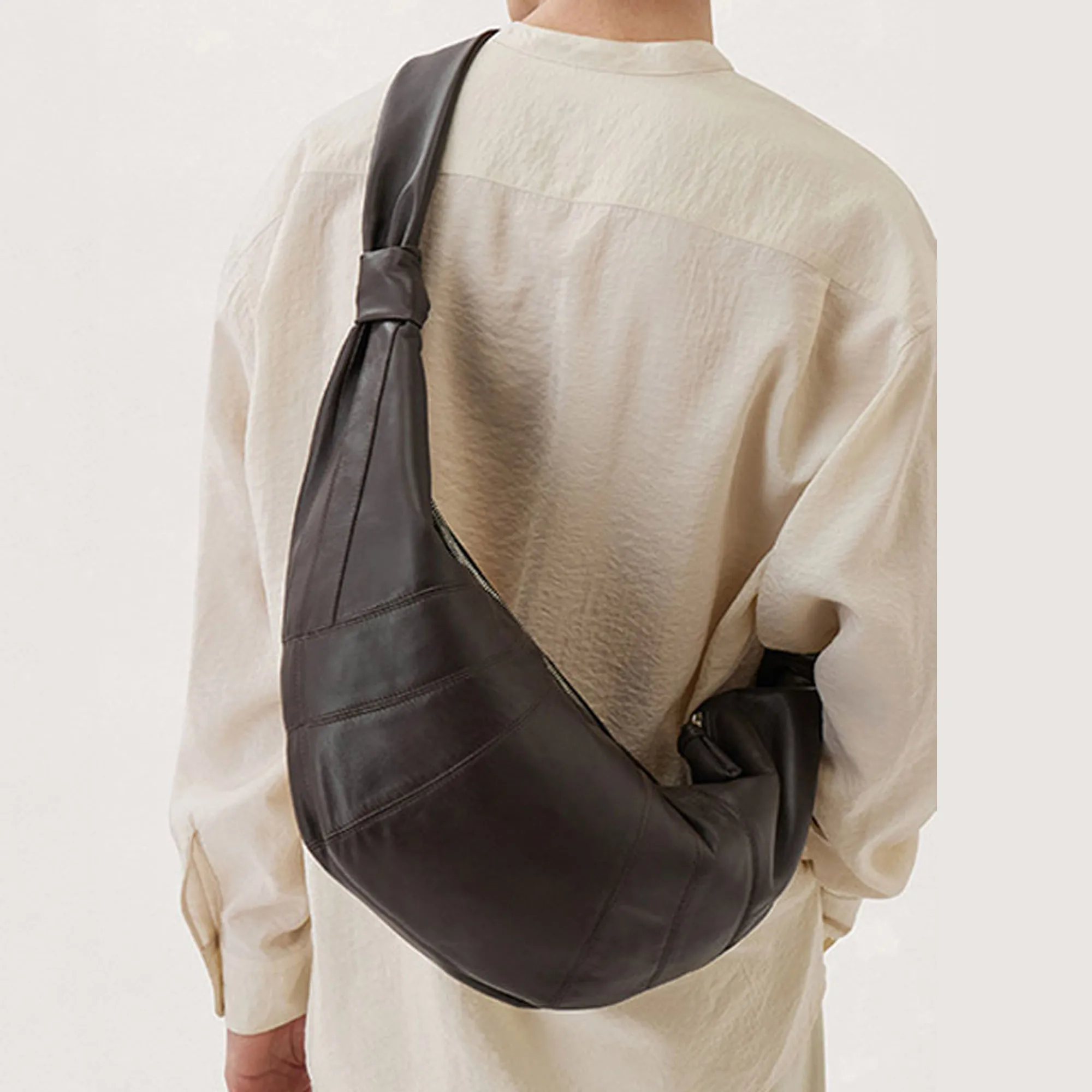 

Women & Man Larger Genuine Leather Croissant Bag Crescent Sling Bag Half Moon Crossbody Chest Bag Dumpling Saddle Messenger Bag
