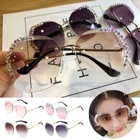 summer womens sunglasses diamond studded glasses rimless cut edge sunglasses metal decorative glasses men sunglasses fashion