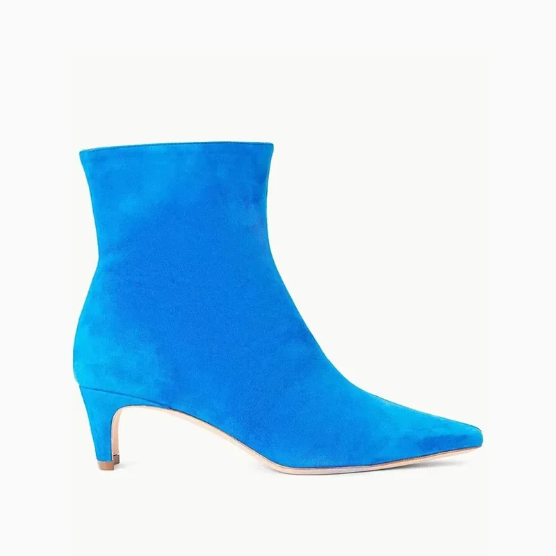 Arden Furtado/2024 женские осенние полусапоги синие замшевые сапоги из коровьей замши с