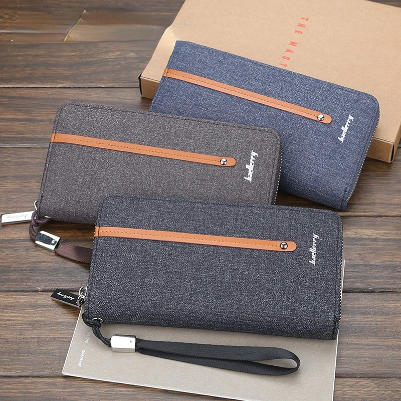 

Мужской холщовый кошелек с зажимом для денег на молнии в стиле ретро