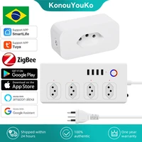 zigbee smart plug brazil outlet power strip monitor timing sockettuya smartlife app voice control works with alexa google home