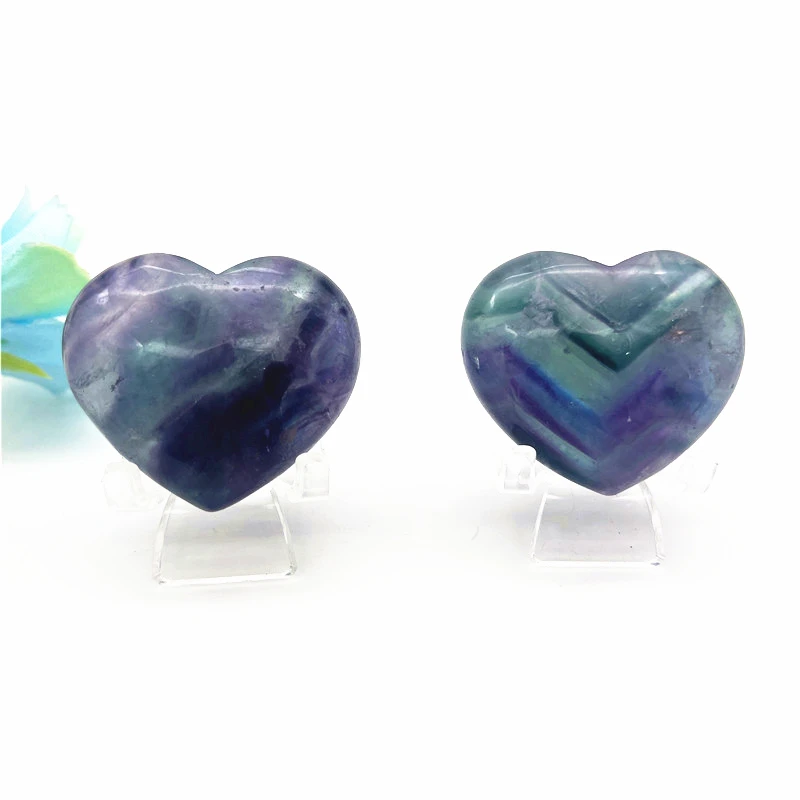 

Beautiful 1PC Natural Colour Fluorite Hearts Love Shaped Polished Crystal Stone Healing Stone Gemstone Quartz Crystals