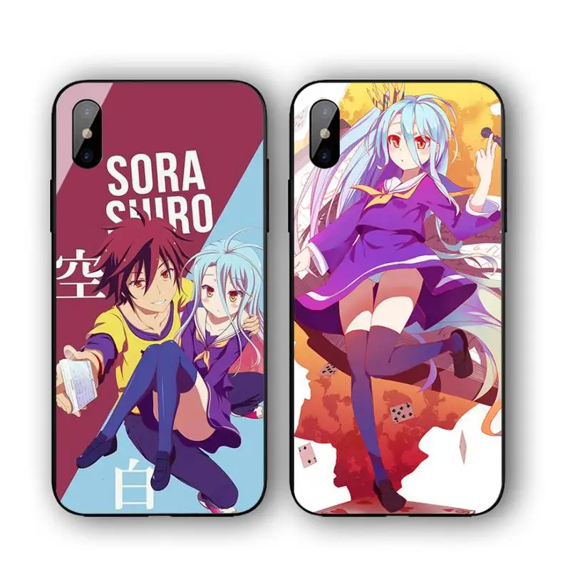 

NO GAME NO LIFE Phone Case For Iphone 11 12 13 14 Pro Max 7 8 Plus X Xr Xs Max Se2020 Tempered Glass Cove