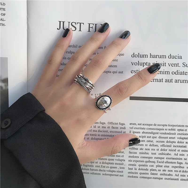 

FMILY Minimalist Line Wrapped Letter Ring S925 Sterling Silver Fashion Retro Niche Design Hip Hop Jewelry for Girlfriend Gifts