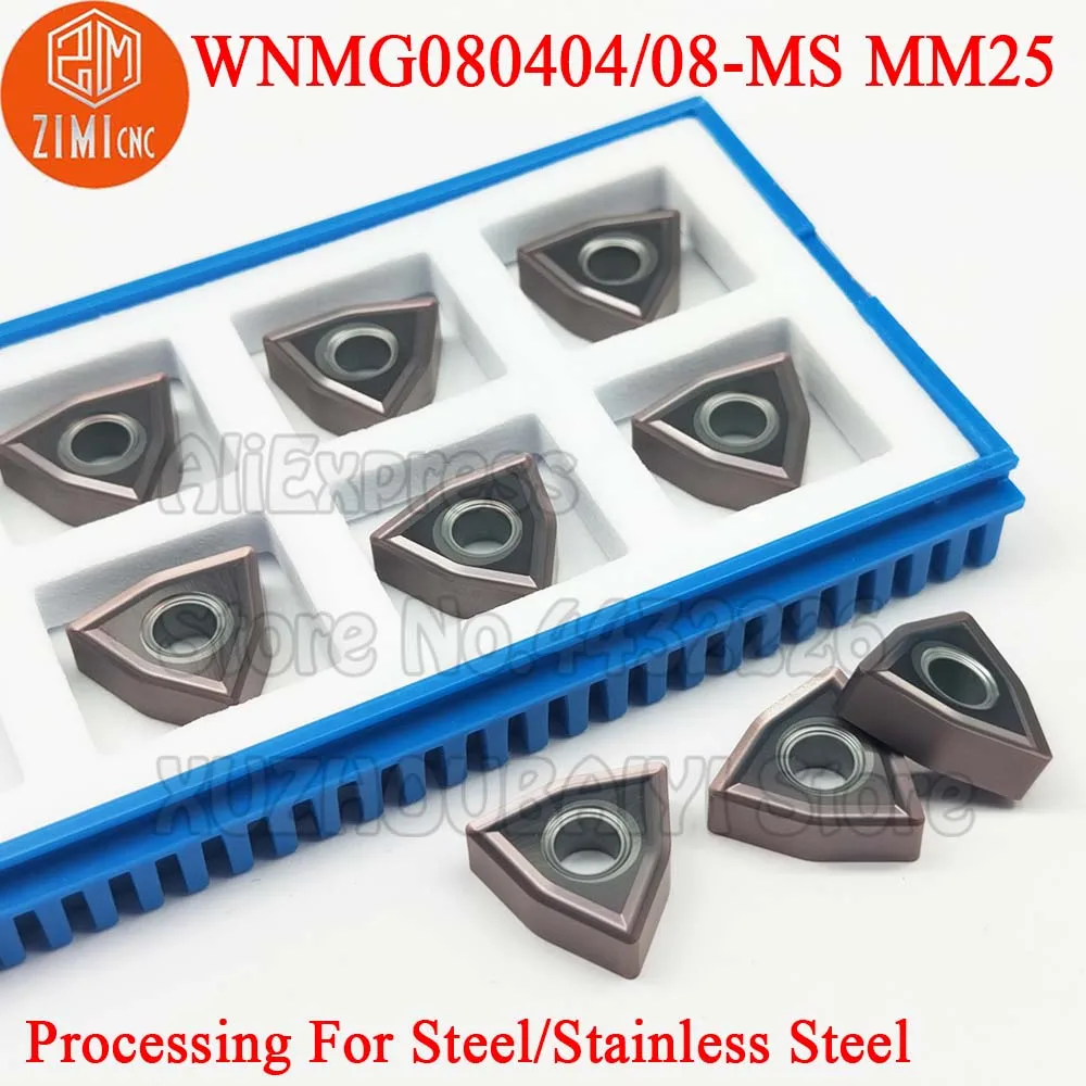 

10pcs WNMG080404-MS MM25 WNMG080408-MS MM25 WNMG080404 WNMG080408 MS Carbide Inserts Turning Lathe Cutter Cutting Tools Blade