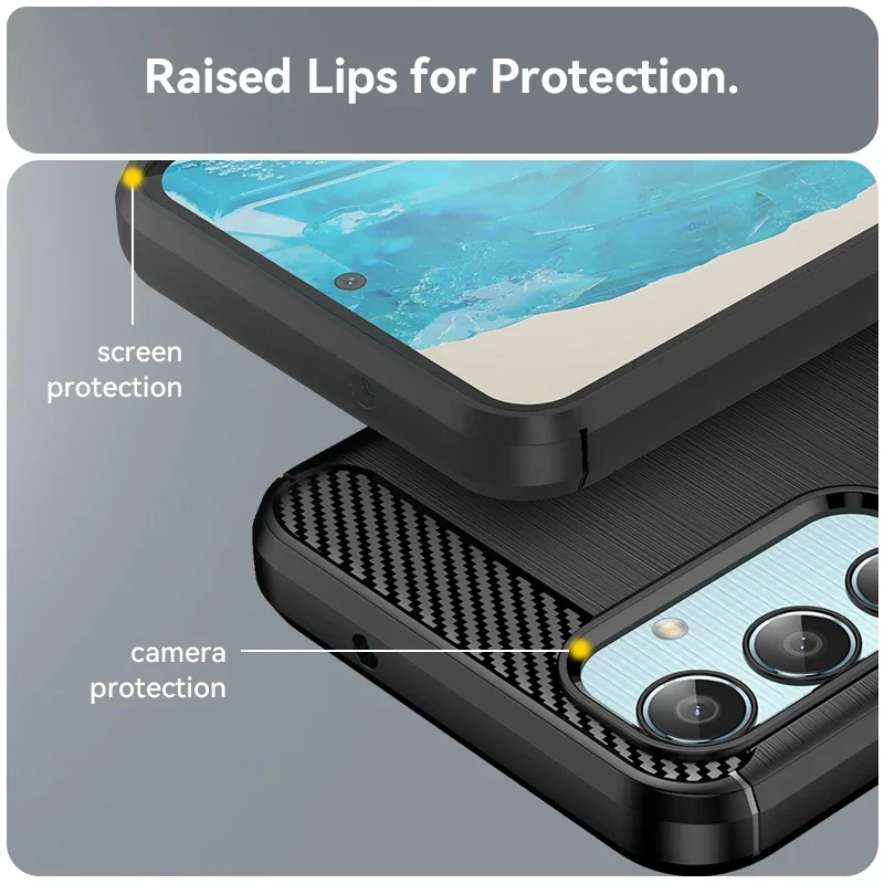 Роскошный противоударный чехол из матового углеродного волокна для Samsung Galaxy M35 M55