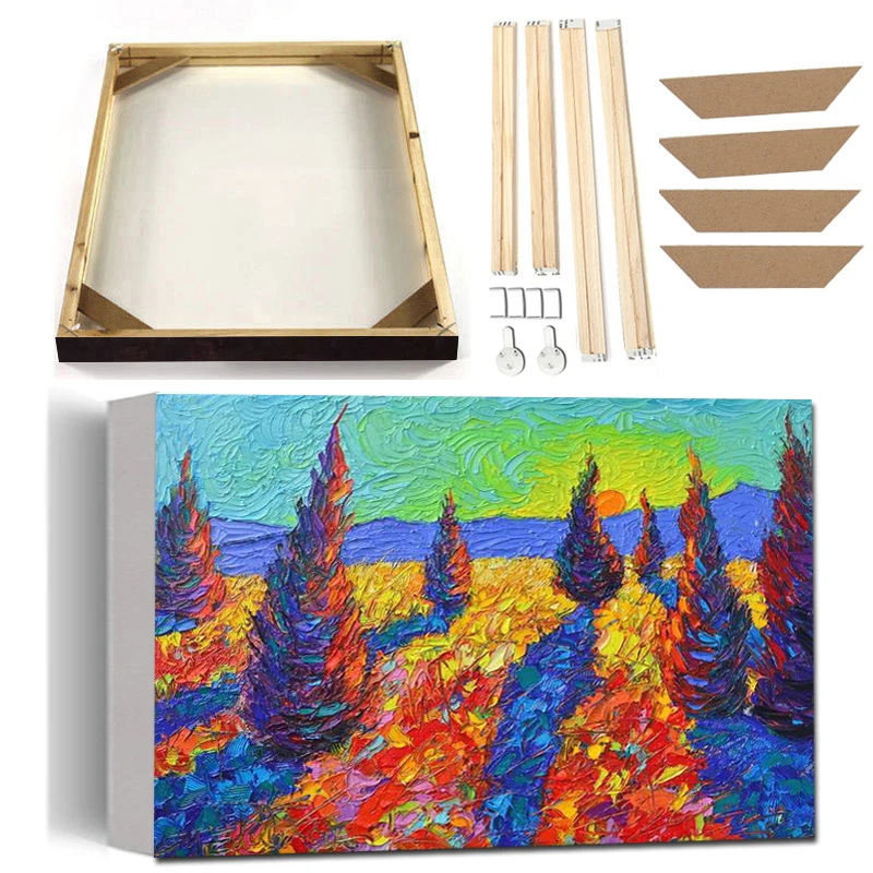 

Картина на холсте пейзаж импрессионизм палитра нож картина с рамкой настенное Искусство Красочный восход солнца Парусник Дерево плакат картина