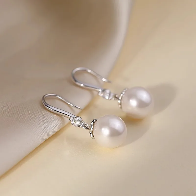 Серьги с жемчугом из серебра 999 пробы новинка 2024 популярные серьги женские легкие