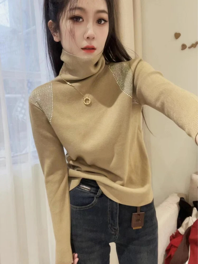 Водолазка с ворсовым воротником внутренняя одежда нижняя рубашка женская зима