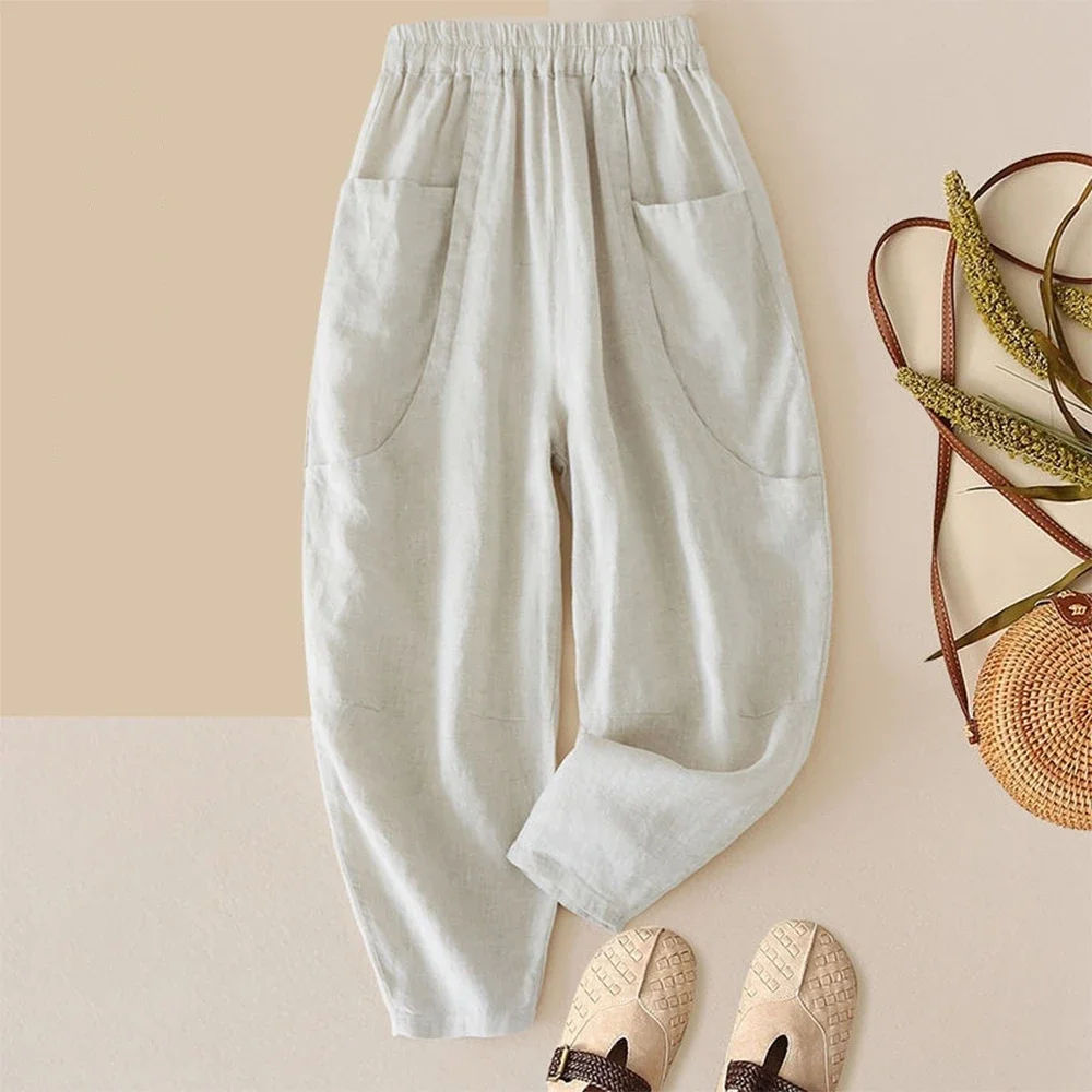 Женские брюки 2025 года новые модные летние тонкие повседневные из репы