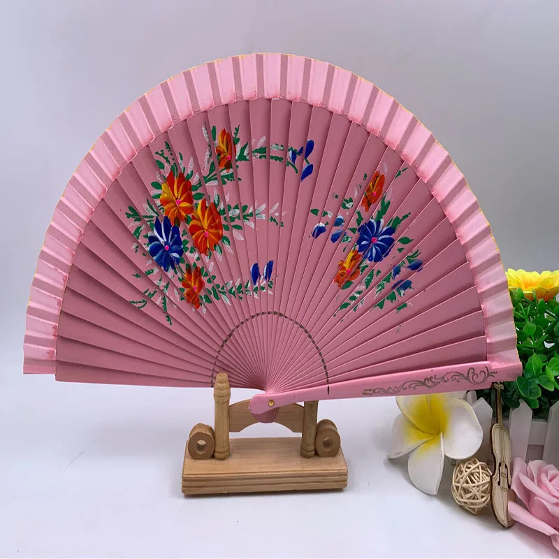 

Folding Fan Wooden Spanish Fan Dancing Printing Hand Folding Fan Home Decoration Ornament Craft Gift Wedding Gifts for Guests
