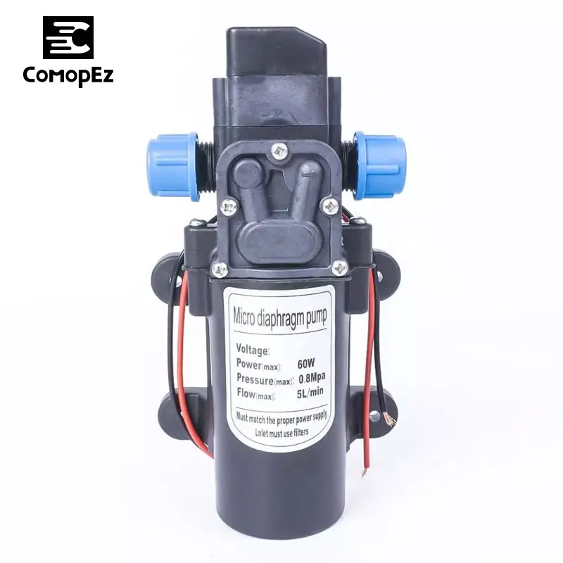

60W 116Psi 5L / Min Water High Pressure Diaphragm Pump Self-Priming Pump Automatic Switch Intelligent DC 12V 24V 100°C Water