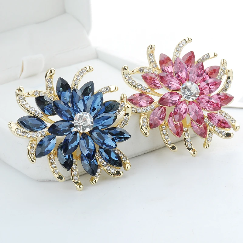 Модные броши Женская темно-синяя брошь в виде других боковых цветов ботанический