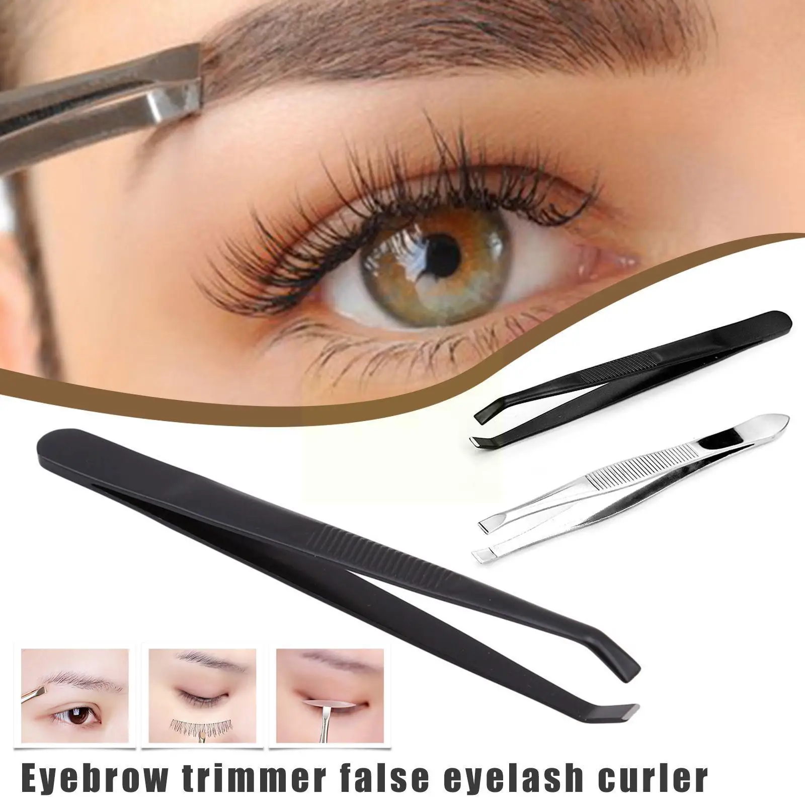 

Eyebrow Trimmer False Eyelash Curler Steel Eyes Tweezer Clip For Face Hair Removal Make Up Tools 2 Color D3w0