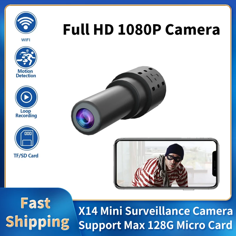 

Мини-камера X14, Full HD, 1080P, Wi-Fi, с функцией ночного видения
