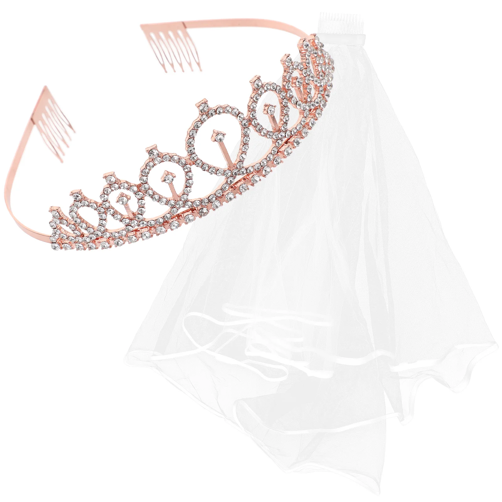 

2pcs Women Wedding Head Accessories Including Crown Headband and Bride Veil