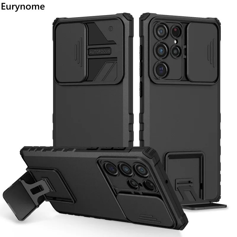 

Shockproof Slider Lens Case for Samsung Galaxy A53 A23 A33 A13 A73 A52 A72 A32 A42 A12 A22 A21S A51 A03S KickStand Armor Cover