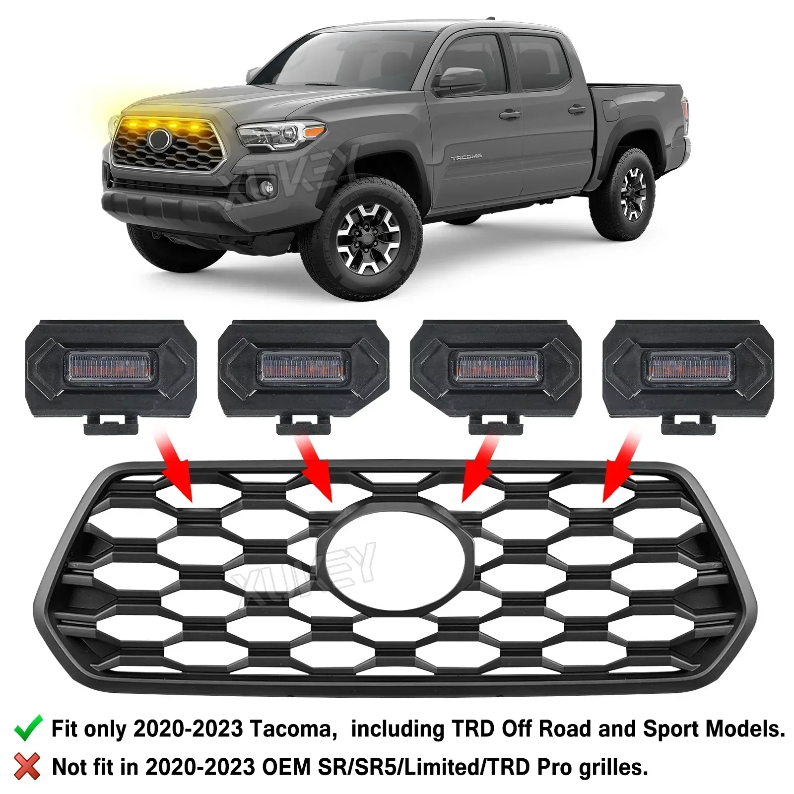 4x дымчатая линза в стиле Raptor янтарно-оранжевая решетка светодиодный светильник