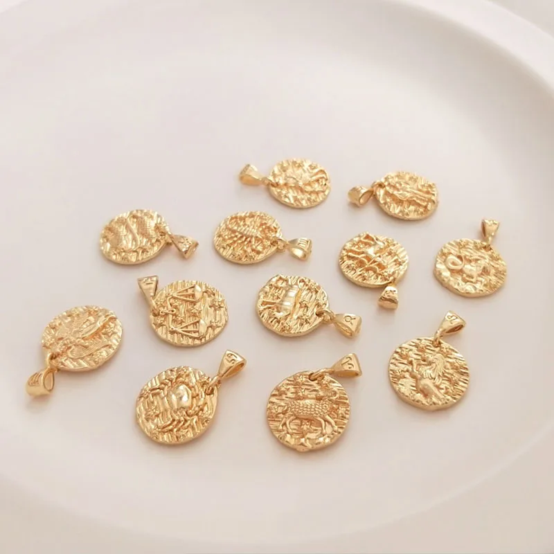 

1Pcs Alloy Color Twelve Constellations Charms Zodiac Pendant For DIY Handmade Metal Necklace Bracelet Jewelry Making Accessories