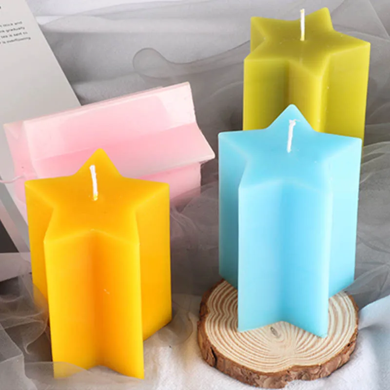 

Pentagram Columnar Acrylic Candle Mold Handmade Epoxy Resin Soap Mould DIY Scented Candle Making Gypsum Home Decor Craft Gifts