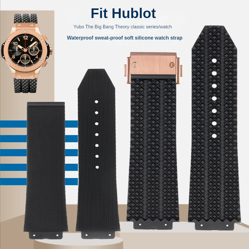 

Compatible Men's Sport Accessories For Hublot Silicone Sweat-proof Watch Strap Yubo Big Bang Classic Fusion 26x19mm 24x17mm