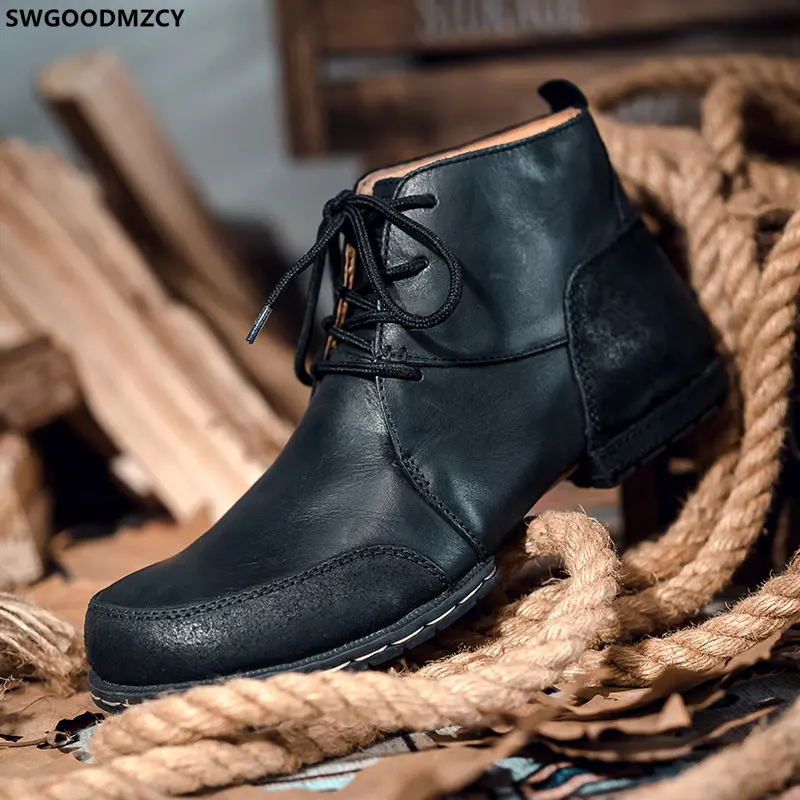 

Ботильоны для мужчин, повседневная кожаная обувь для мужчин, черные ботинки, роскошная брендовая дизайнерская повседневная обувь для мужчи...