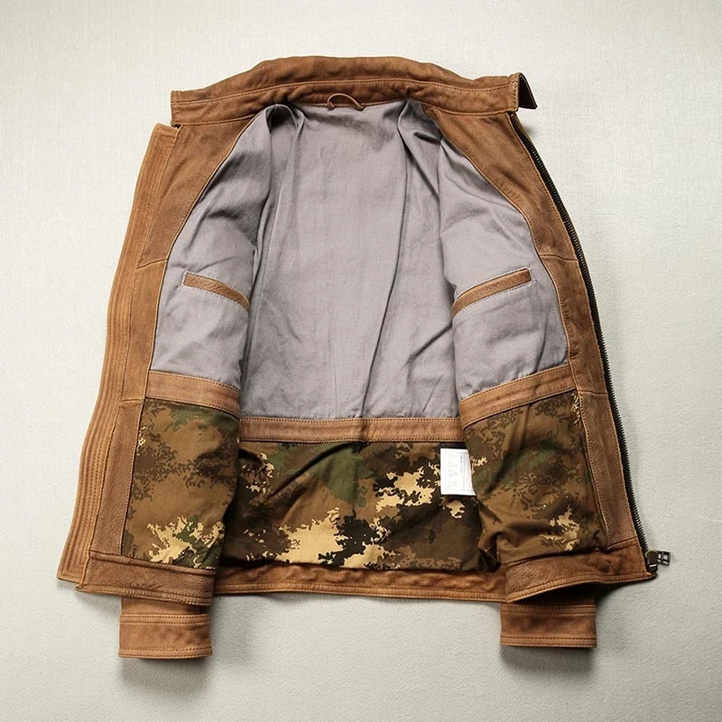 Желтая Весенняя мужская куртка M65 Safari Style размера плюс 5XL Натуральная Воловья кожа