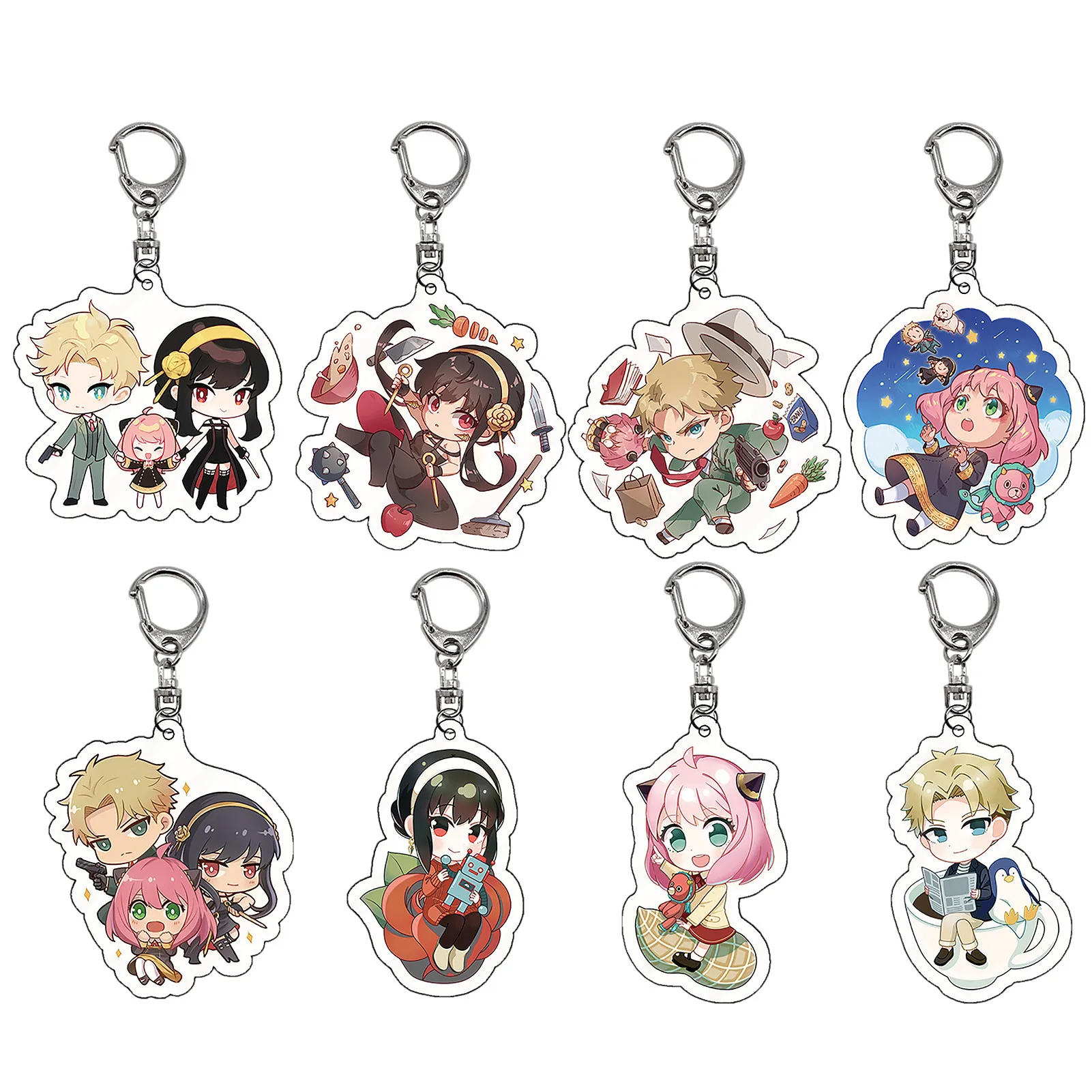 

Anime SPY X FAMILY Key Chain Acrylic Cartoon Loid Anya Yor Figure Keychains Metal Holder Key Ring Jewelry Gifts Cosplay Anya