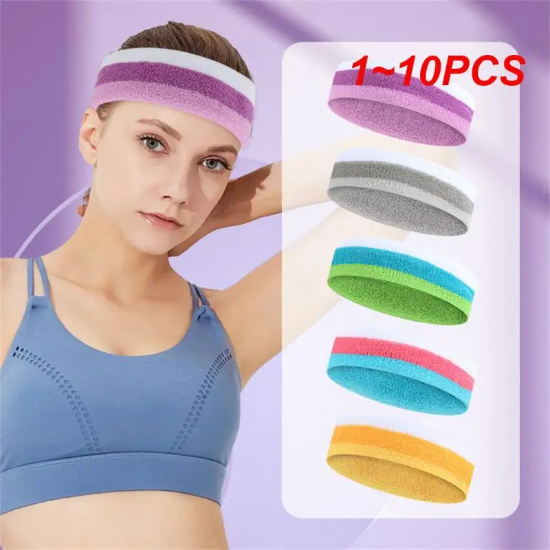 

1~10PCS Yoga Antiperspirant Sweat Guide Headband Women's Sports Sweat Absorbing Elastic Towel Headband Running Fitness Headband