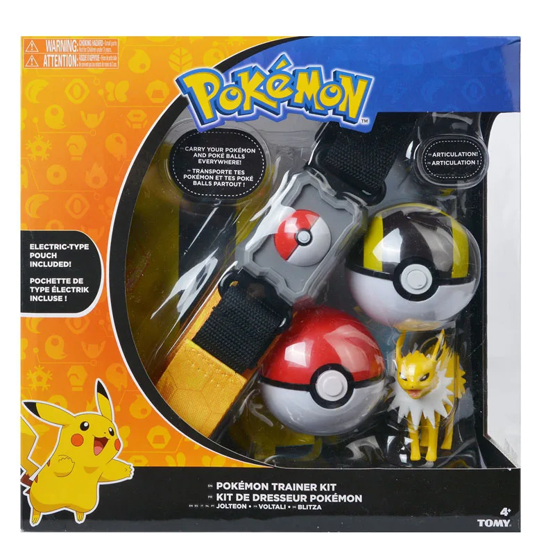 

Набор для тренировки Tomy Pokemon Jolteon Voltali Blitza фигурка электрического типа сумка тыкать шарики регулируемый ремень