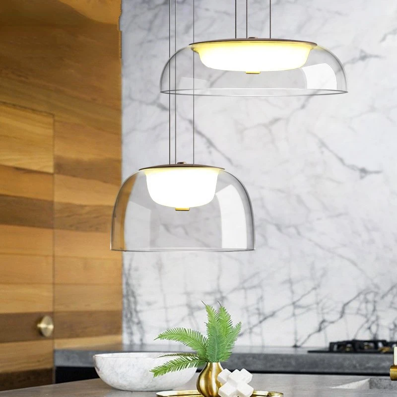 

SANDYHA Modern Pendant Lamp Clear Glass Shades Led Chandelier Bedroom Bedside Dining Table Home Decor Designer Interior Lighting