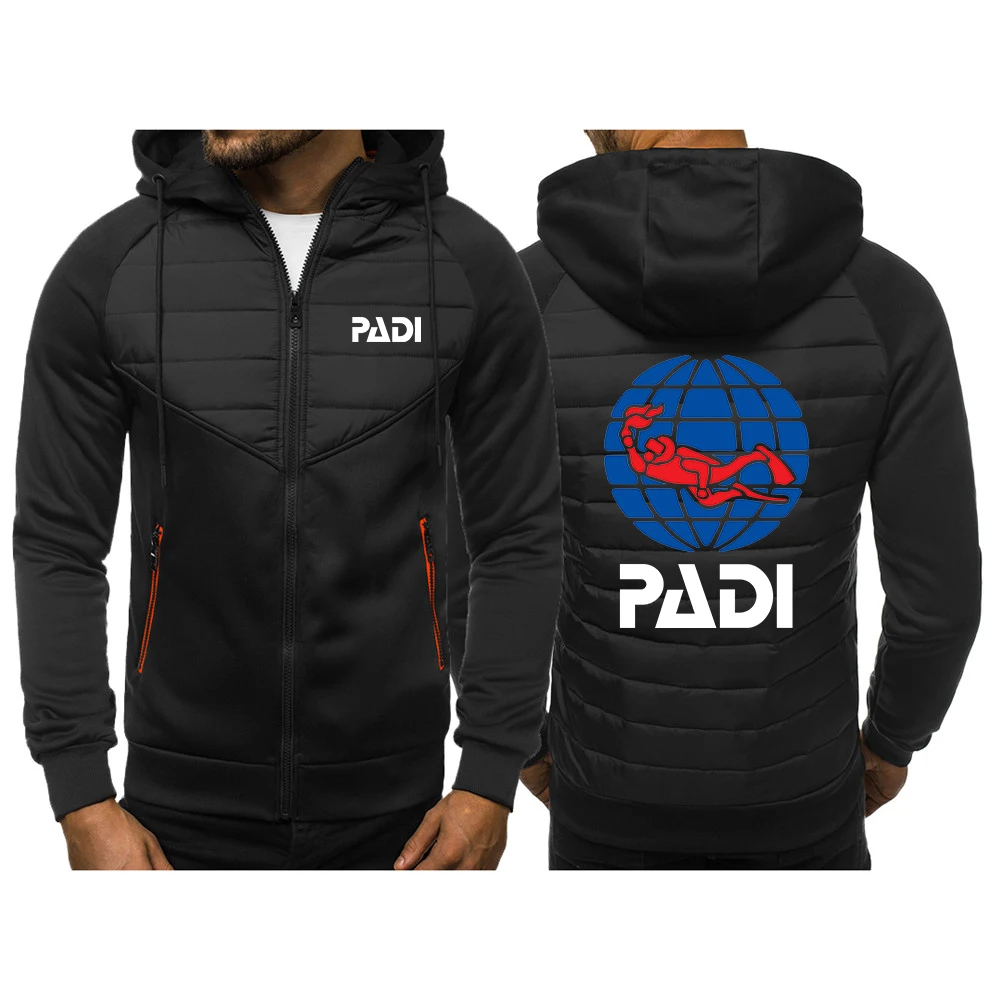 

Scuba driver Padi Logo 2022 Fashion Hoody Spliced Jacket Coat Printed Men Hoodies Casual Coat Fleece Zipper Hip hop Streetwear