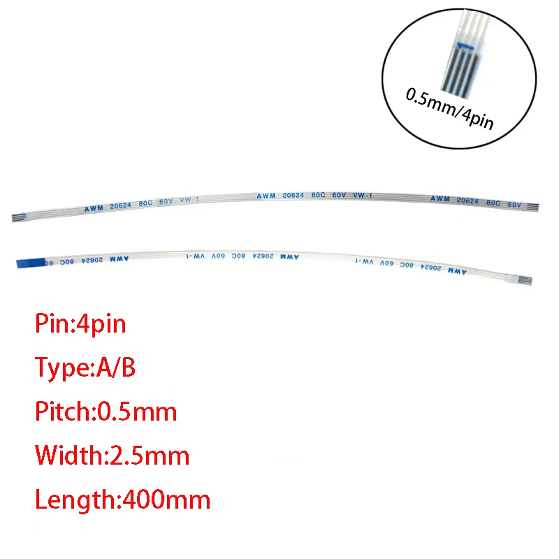 40 см 4Pin FFC провод FPC AWM 20624 80C 60V VW-1 A B Тип плоский гибкий кабель одинаковая сторона