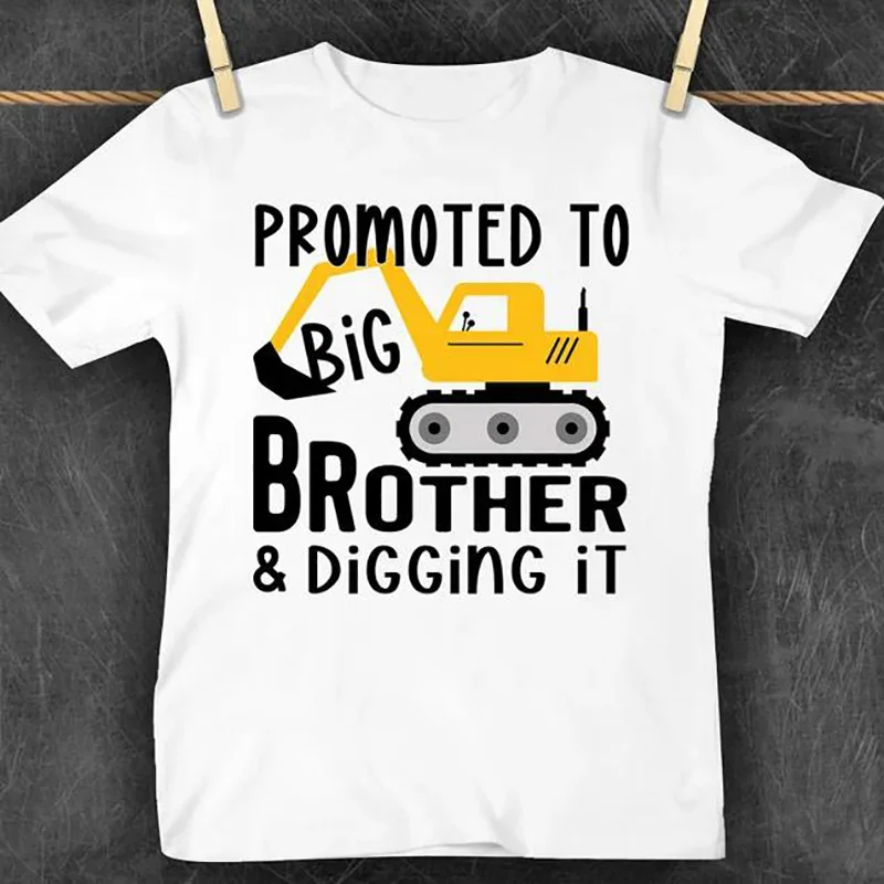 Promoted to Big Brother and Digging it boy shirt excavator Construction Pregnancy Announcement Baby Shower gender reveal  Gift