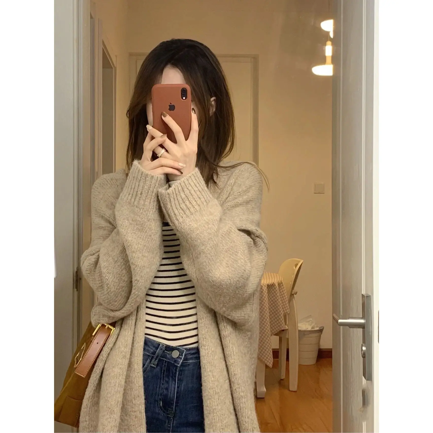 

Chaquetas Invierno 2022 Mujer Gentle Loose Design Sense Knitted Cardigan Sweater Jacket Women