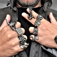 mens punk skull ring gothic 316l stainless steel biker ring motorcycle band jewellery
