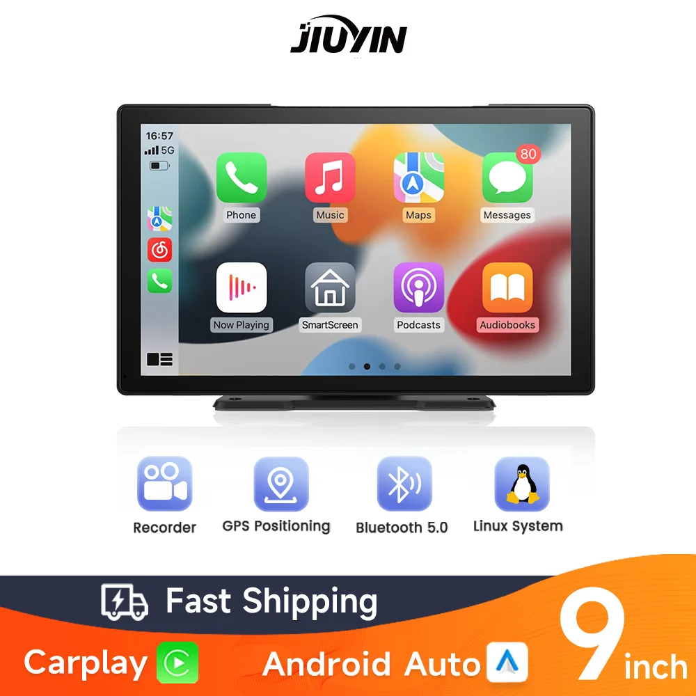 JIUYIN 9-дюймовый универсальный автомобильный радиоприемник беспроводной Carplay Apple