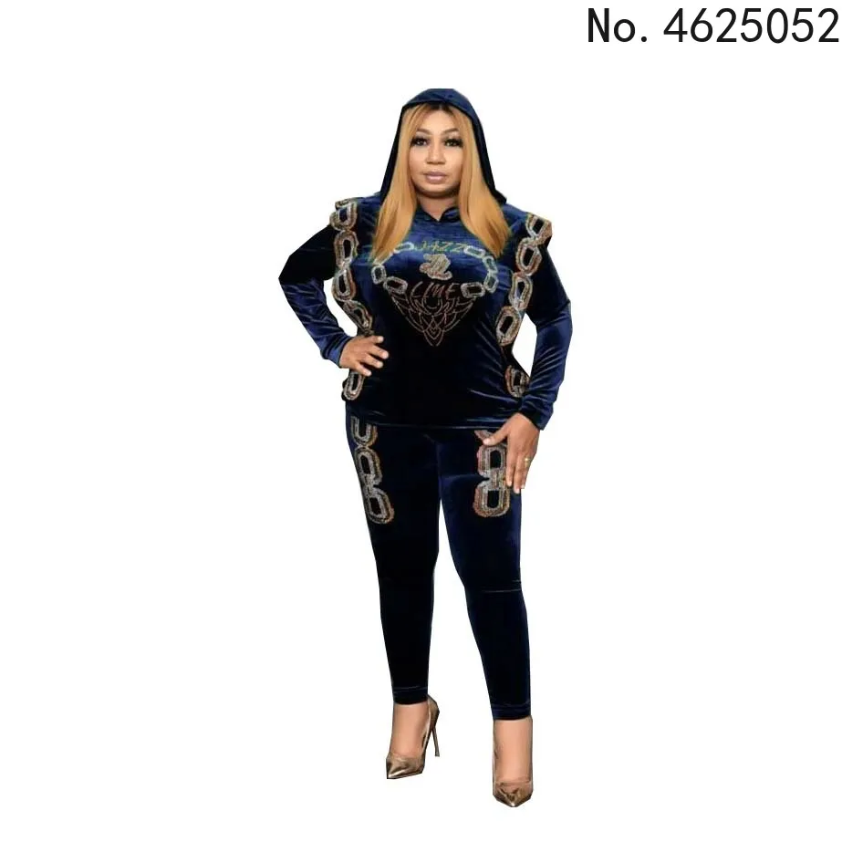 Бархатная африканская одежда комплект из 2 предметов женская для осени и зимы 2021