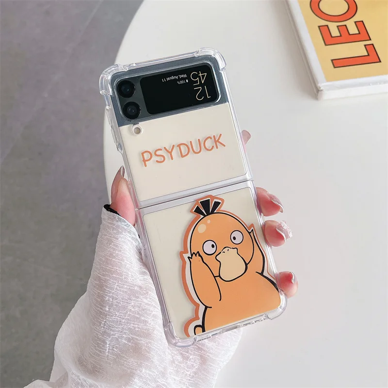 

Cartoon Duck Cute Chains Phone Case for Samsung Galaxy Z Flip 3 Soft TPU Back Cover for ZFlip3 Case Protective Shell