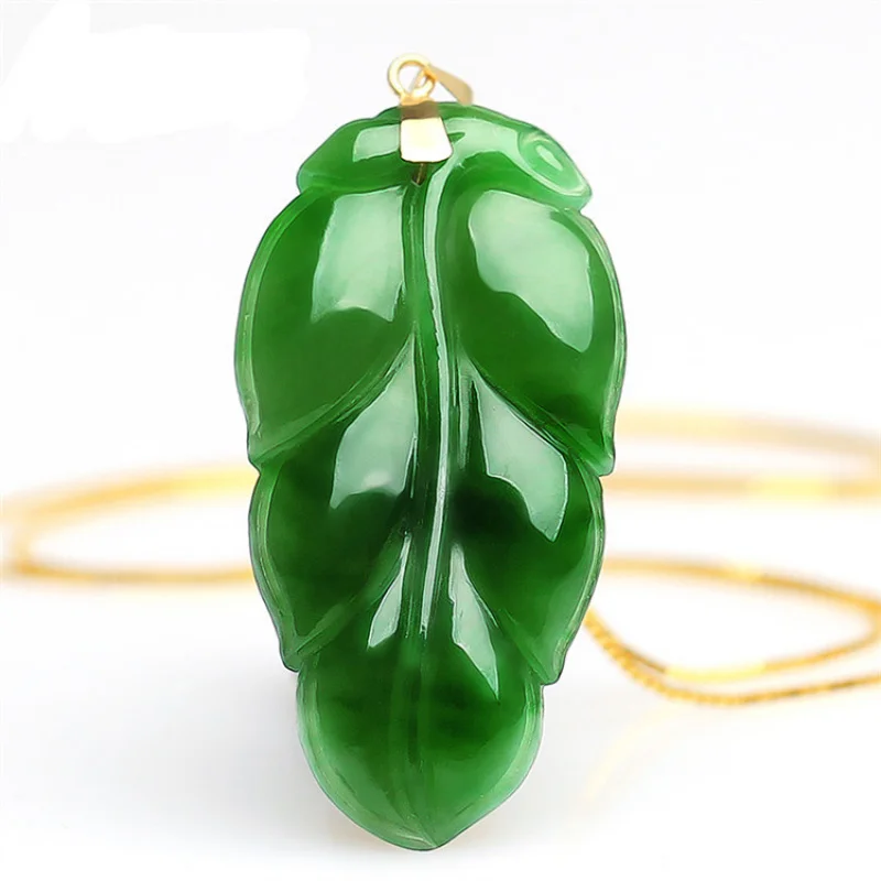 Подвеска RealHetian Green Silverof the Rich Jasper Leaf Jade Penda