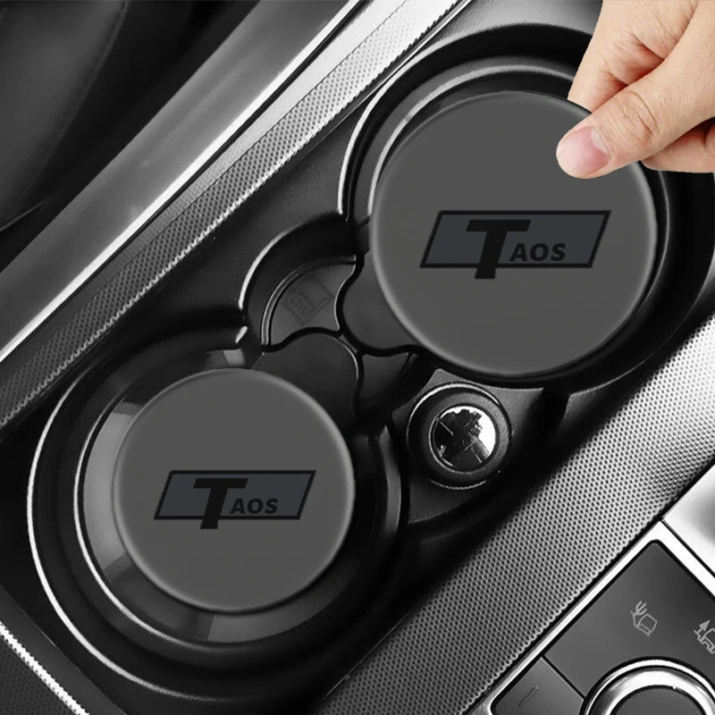 

1/2pcs Car coasters non-slip water coaster Car styling Goods For Volkswagen VW Taos Taigo POLO Passat Jetta CC Bettle Tiguan ID4