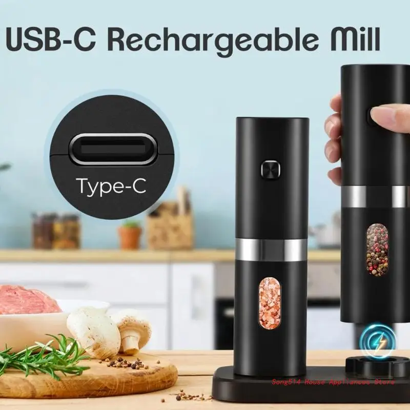 

Rechargeable Electric Salt and Pepper Grinder Set Automatic Salt Pepper Mill Set 95AC