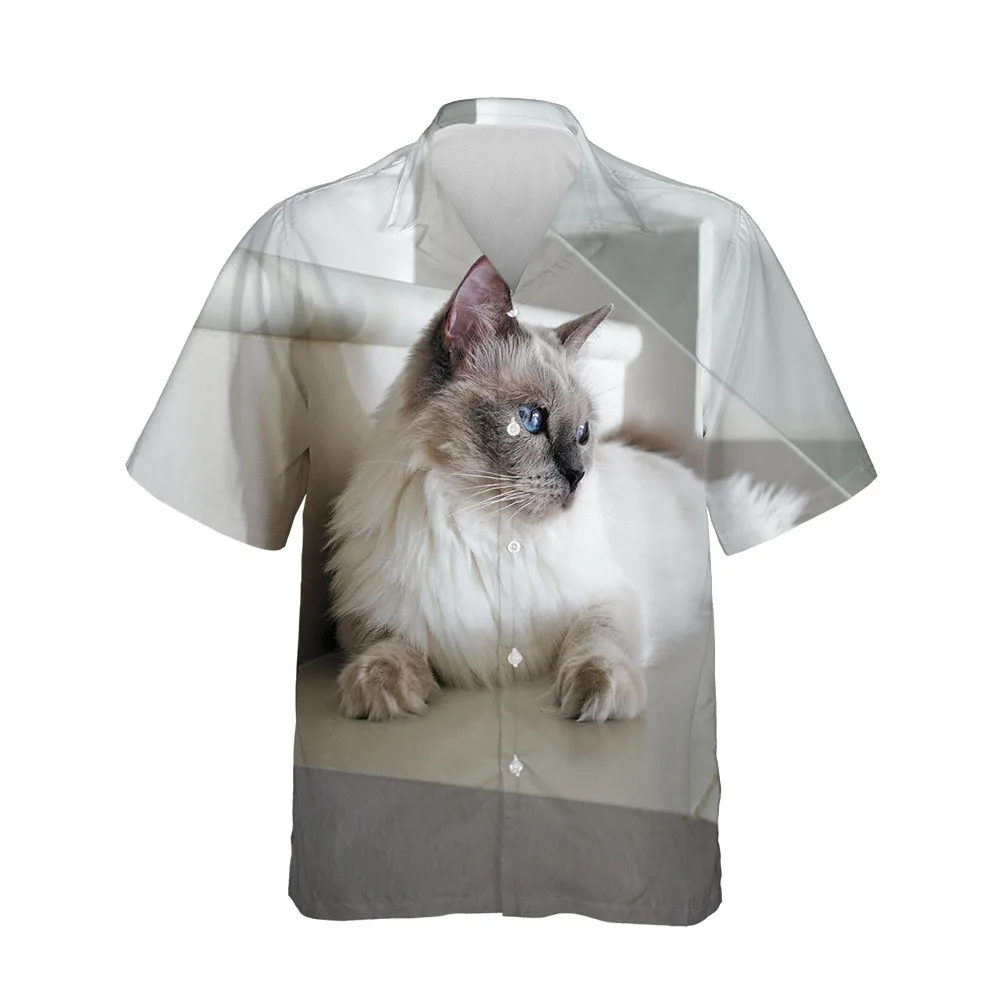 

Jumeast 3D Color Printing 2022 New Hawaiian Men's Shirts Summer Kitten Collection Men's Short Sleeve Shirts Fashion Loose Tops