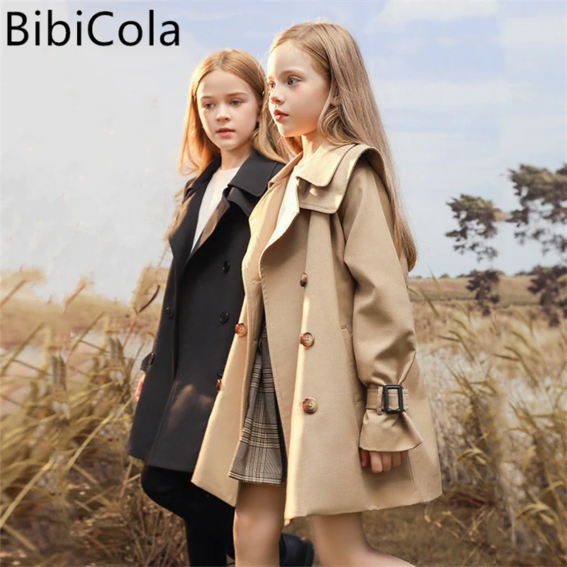 Girls windbreaker 2022 new children's mid-length coat  Western style spring and autumn clothes for big children