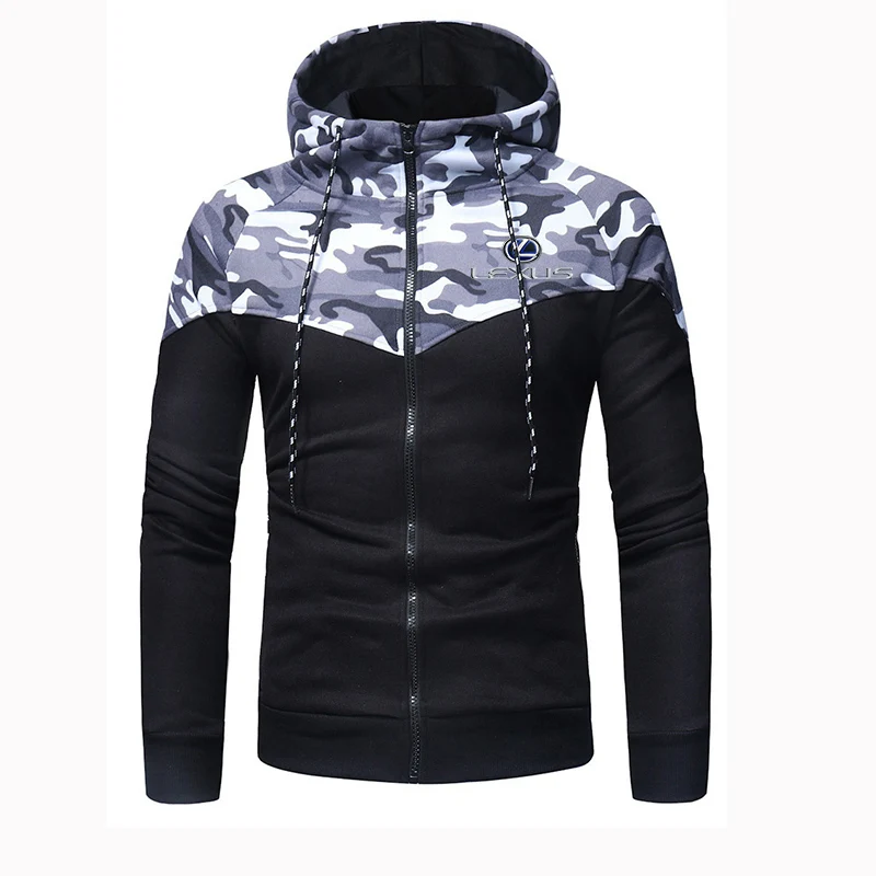 

2022 LEXUS Logo Printing Comfortable Muscle Zipper Fitness Pocket Male Wild Sweatshirts Camouflage Hoodies applique Coats