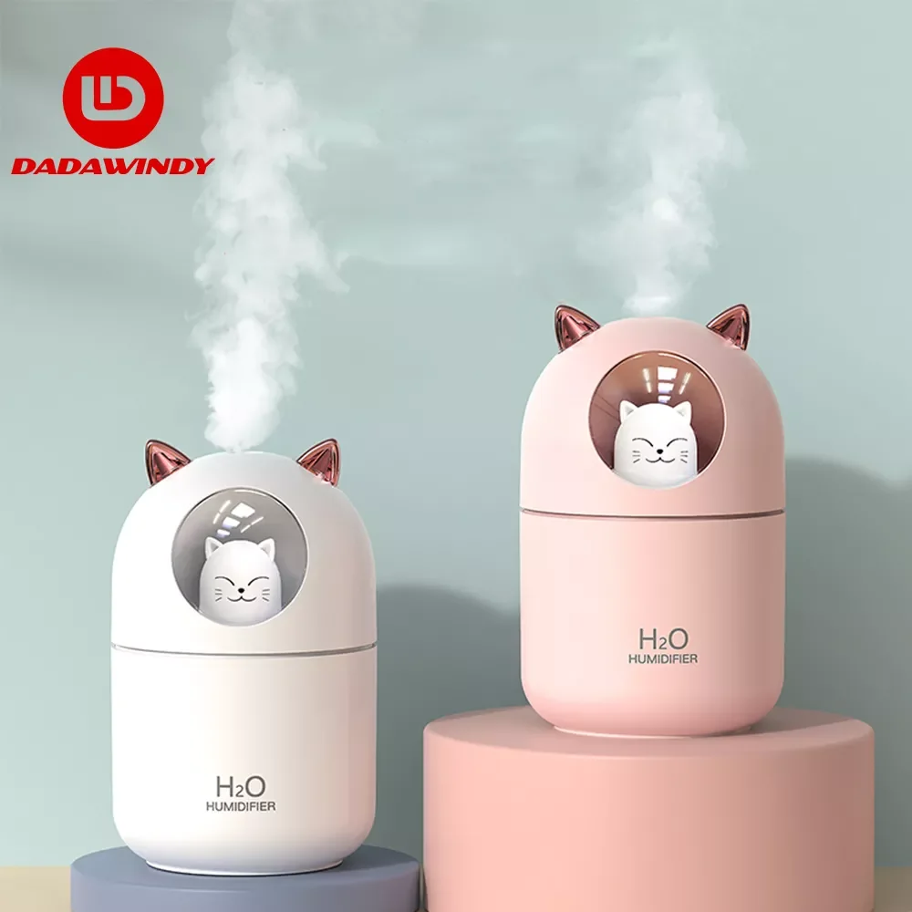 

DADAWINDY Portable 300ml Air Humidifier Aroma Oil Diffuser USB Cool Mist Sprayer with Colorful Night Light for Home Car