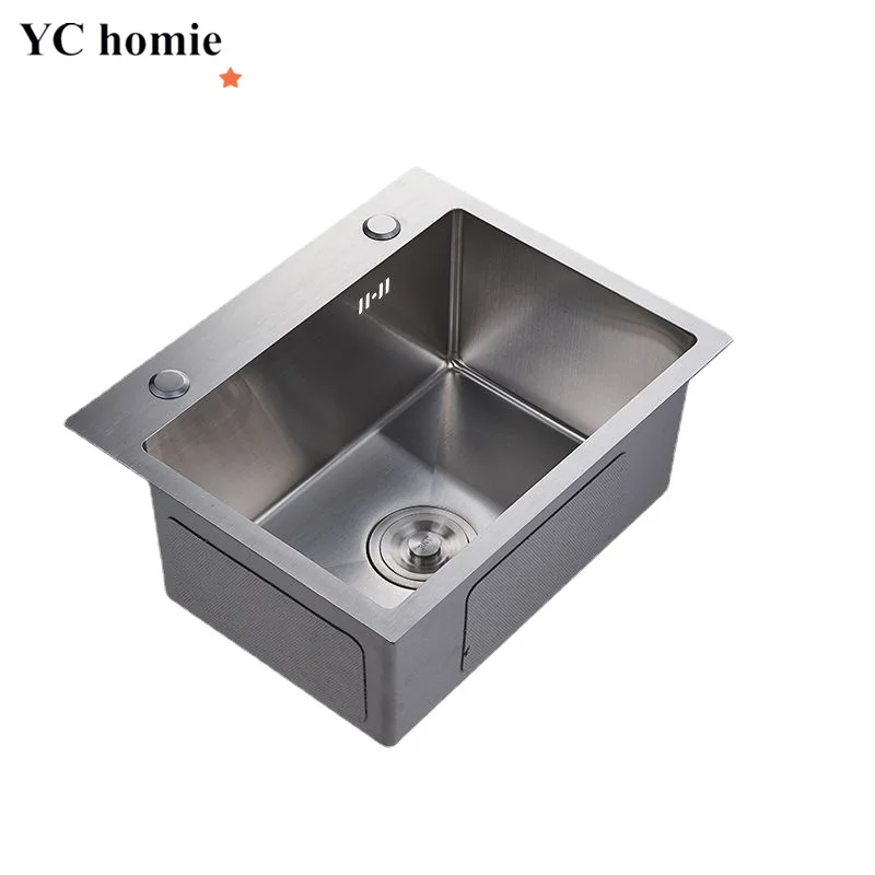 

Kitchen Sink 304 Stainless Steel Silver Nano Large Single Slot Thicken Vegatable Basin With Drain Accessories Undermoun