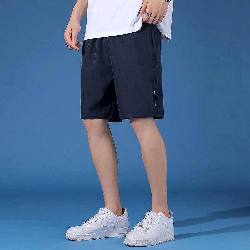 

Plus Size 8XL Men Solid Reflective Strip Shorts Summer Breathable Sportswear Jogger Beach Short Pants Male Gyms Short Fitness