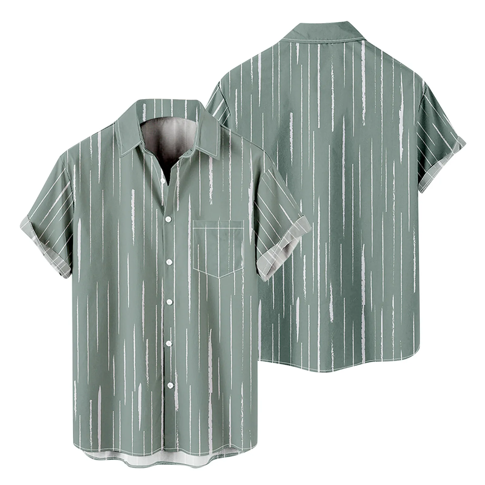 

White T Shirts for Men X Large Mens Fashion And Leisure 3D Digital Printing Buckle Lapel Short Short Sleeve Shirts for Men